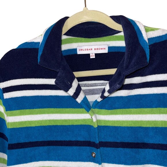 Orlebar Brown Womens Shirt Size M Multicolor Button Up Short Sleeve Terry Cloth - Picture 3 of 7